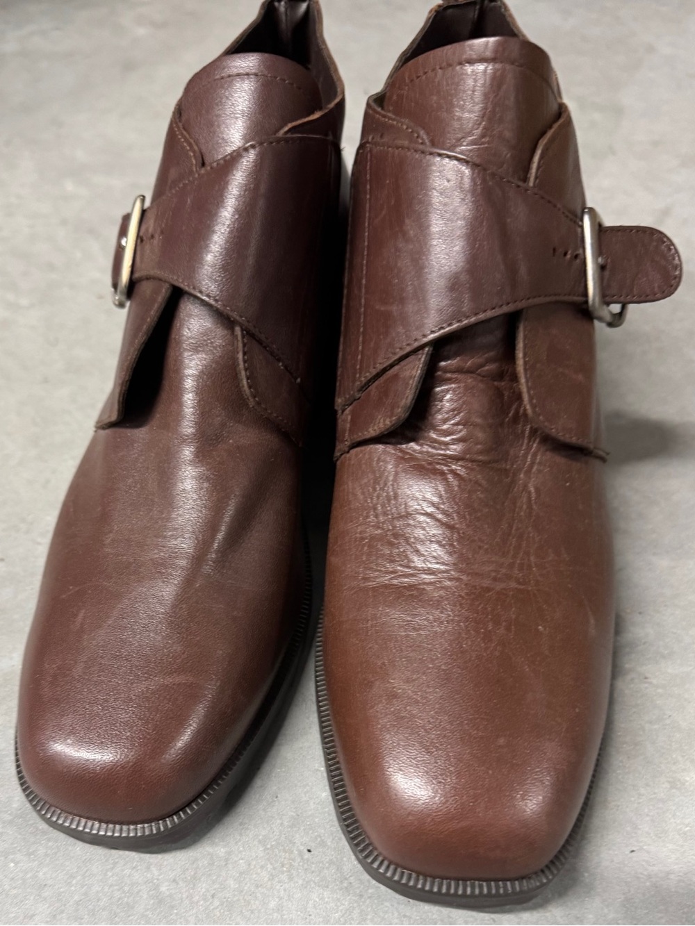 Naturalizer Brown Leather Ankle Booties with Side Buckle